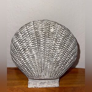 White Washed Brass Shell Candleholder